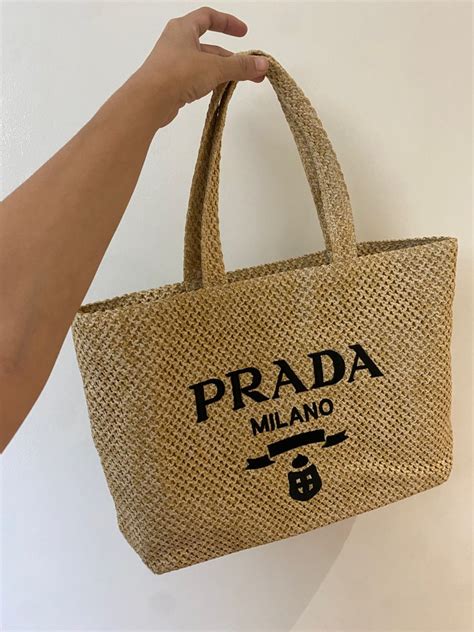 prada tan beach bag|Prada beach bag for sale.